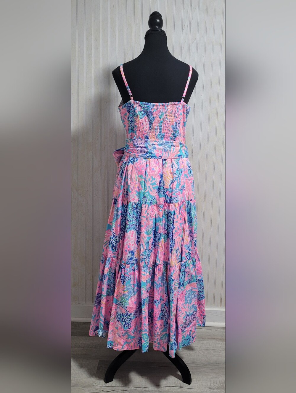 Lilly Pulitzer Edith Maxi Dress Splendor in the Sand Pink Blue Size 8 EUC - Picture 3 of 15